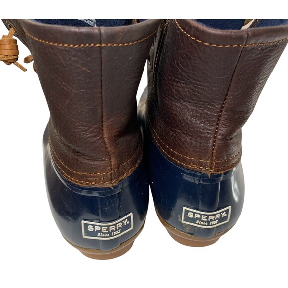 Sperry Saltwater Duck Boots Women Size 8.5 Blue & Brown Waterproof Rubber READ - Picture 16 of 16